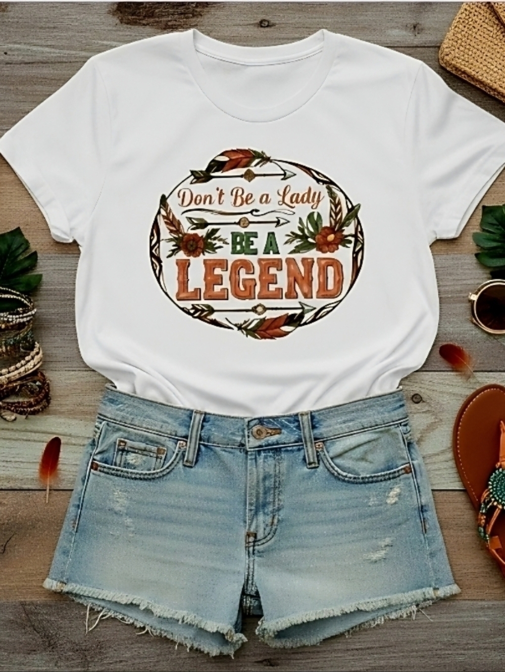 Don’t Be a Lady Be a Legend Tee • Women’s Graphic T‑Shirt • Floral Inspirational - Picture 13 of 16